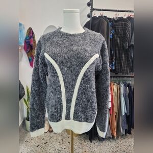 Zara Wool Gray and White Women's Sweater